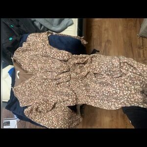 Timing Floral Long Sleeve Dress - Brown and Cream
